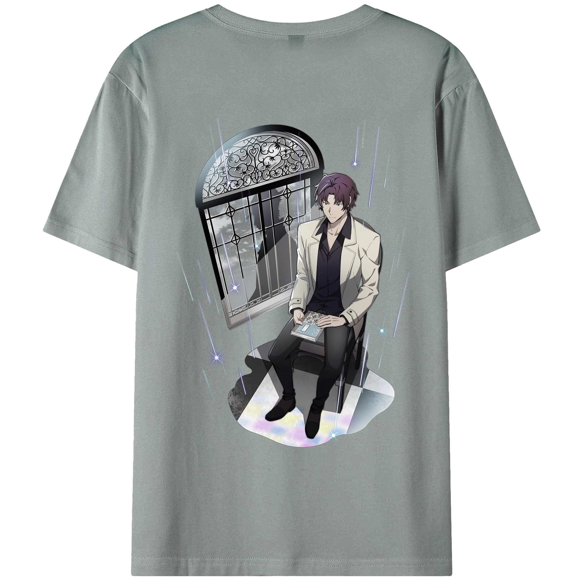 （画像用） 文豪ストレイドッグス Bungo Stray Dogs 綿100％ メンズ半袖Tシャツ（バックプリント） 通気性